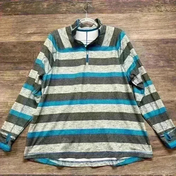 Lands End Half Zip Striped Womens 1X Long Sleeve Shirt - Picture 1 of 2